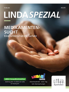 Titelbild von LINDA Spezial mit Händen, die Tabletten halten.